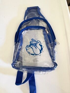 Clear Vinyl Bulldog Sling Bag in Royal Blue